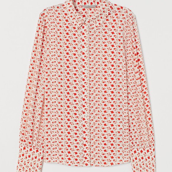 H&M orange chain linked shirt top blouse geo XS - Picture 4 of 10